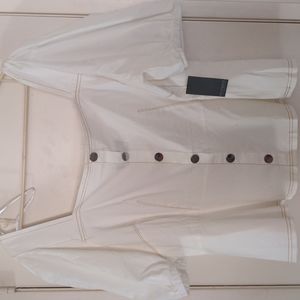 Eloquii square neck white cotton blouse. Sz 20
